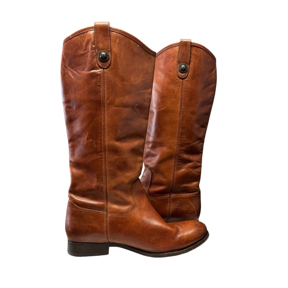 Frye  Melissa Button Lug Tall Boots Brown Leather Riding Size 8B